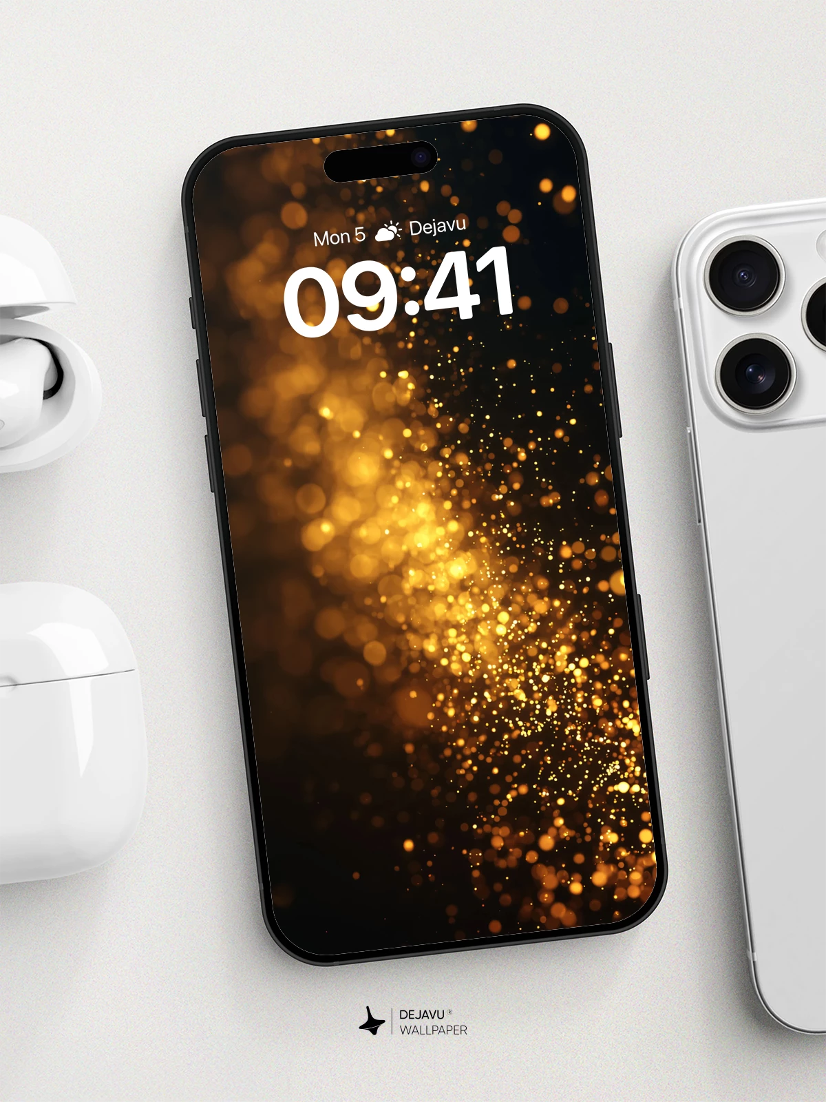 Golden Sparkle Wallpaper 8K for iPhone and Android