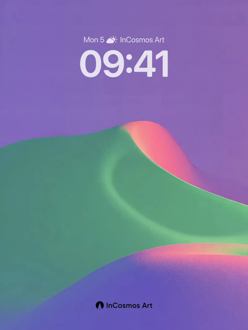 Surreal Gradient Wallpaper with Floating Hills