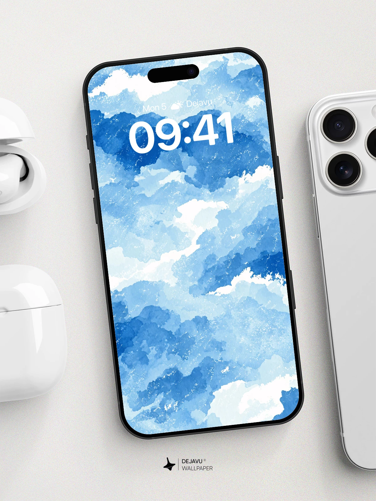 Watercolor Sky Clouds Wallpaper 8K for iPhone and Android