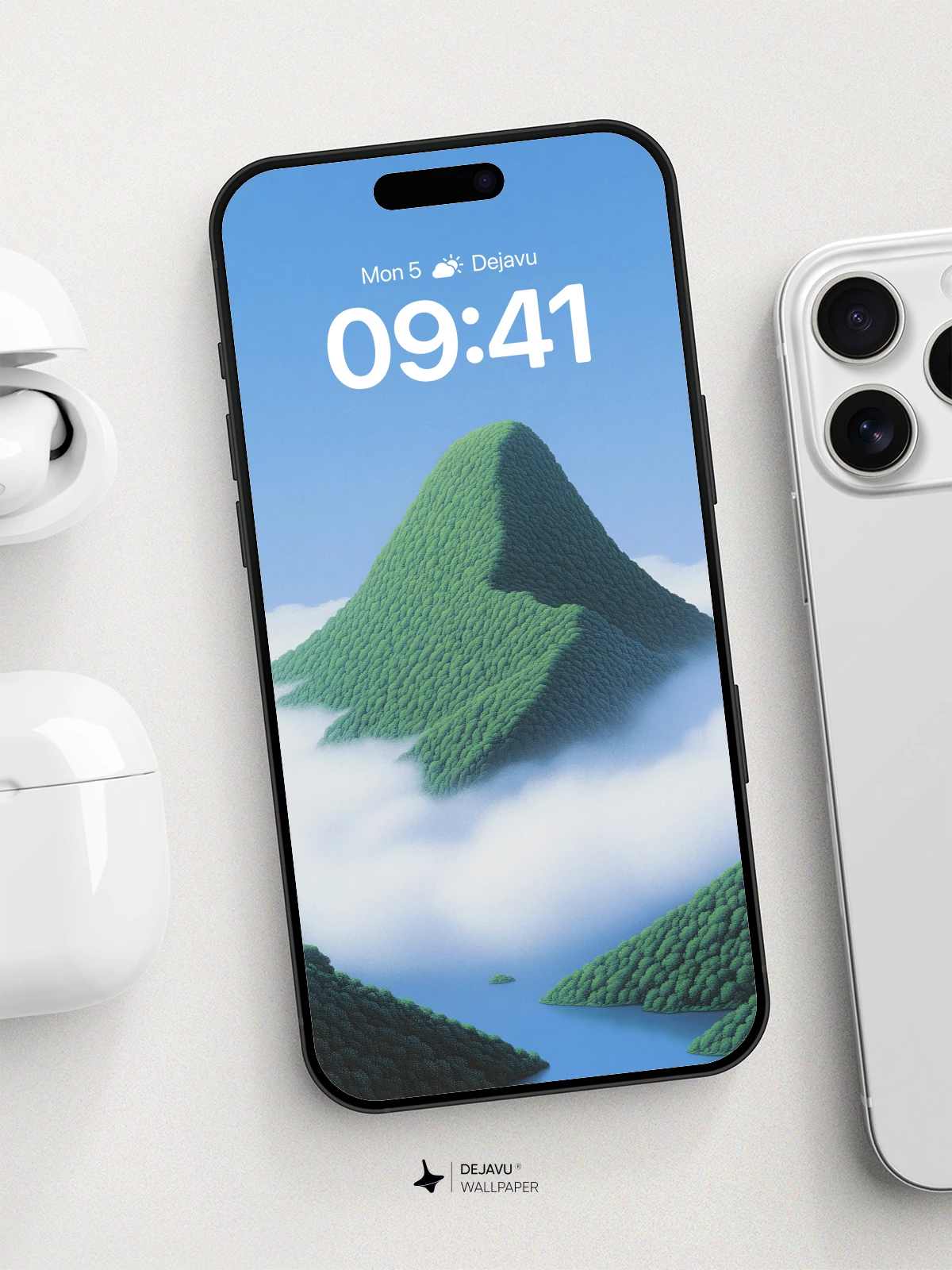 Surreal Cloud-Capped Mountain Wallpaper 8K for iPhone and Android