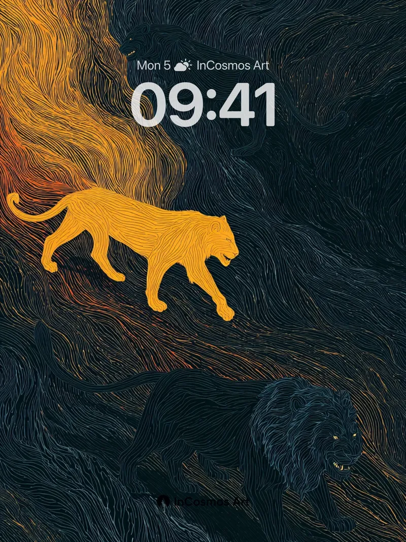 Golden Shadow Wallpaper with Swirling Lines