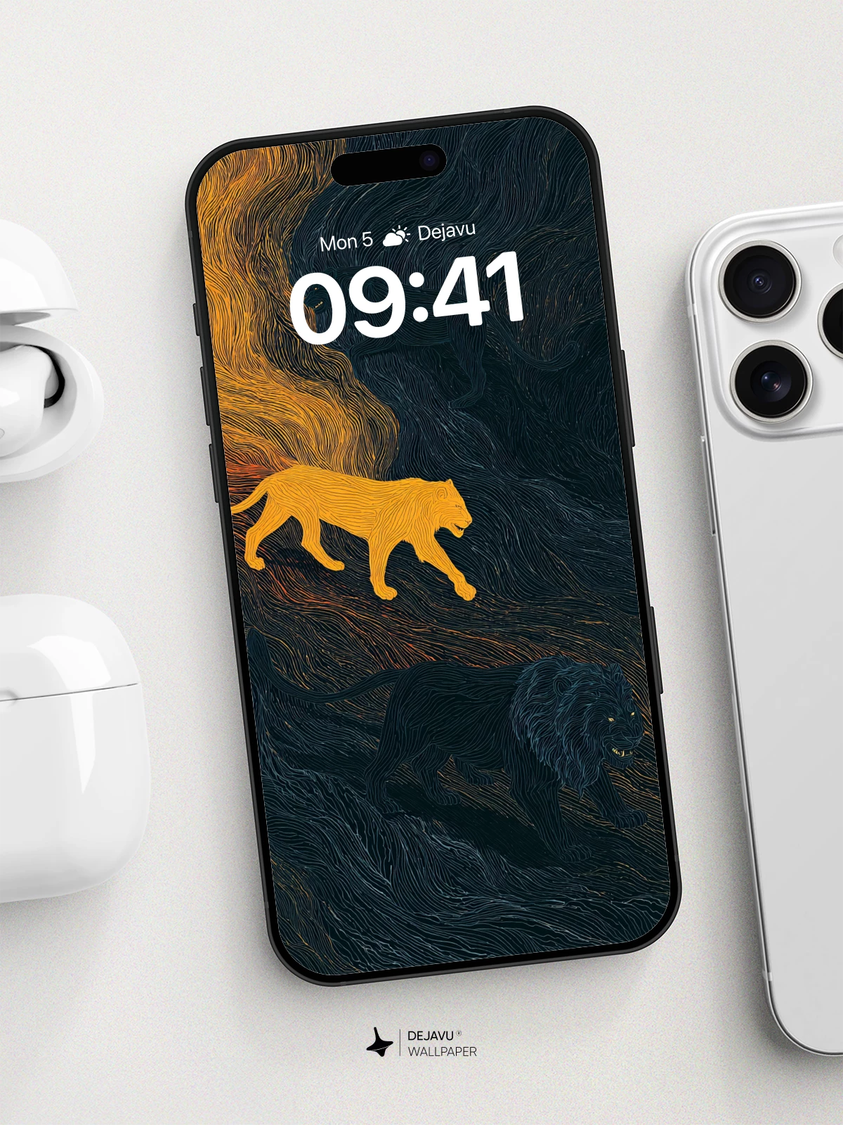 Golden Panther vs Dark Lions Wallpaper 8K for iPhone and Android