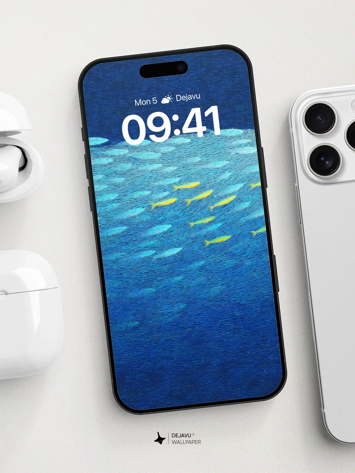 Underwater School of Fish Wallpaper 8K for iPhone and Android