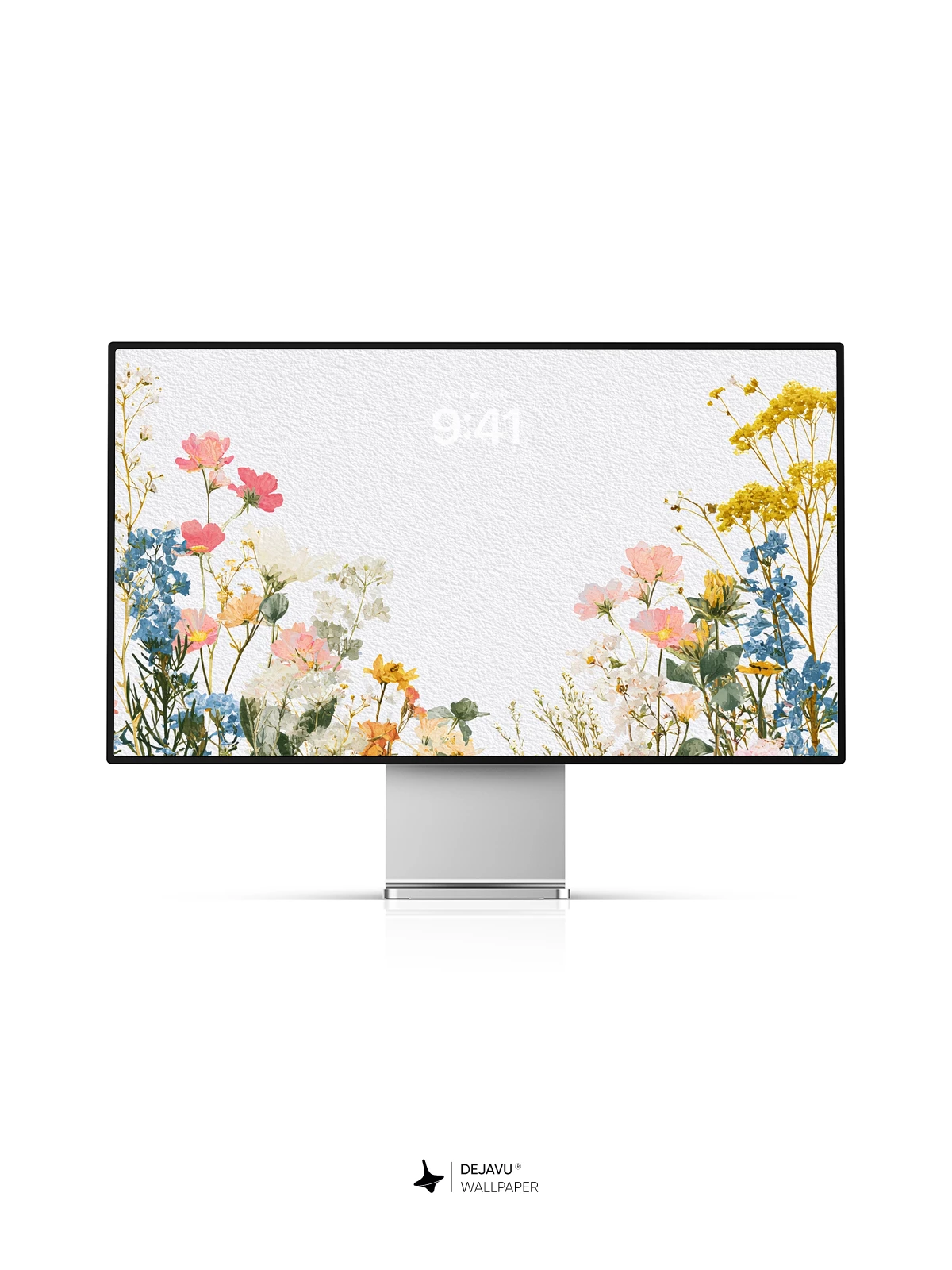 Watercolor Wildflower Border Wallpaper 8K for iPhone and Android