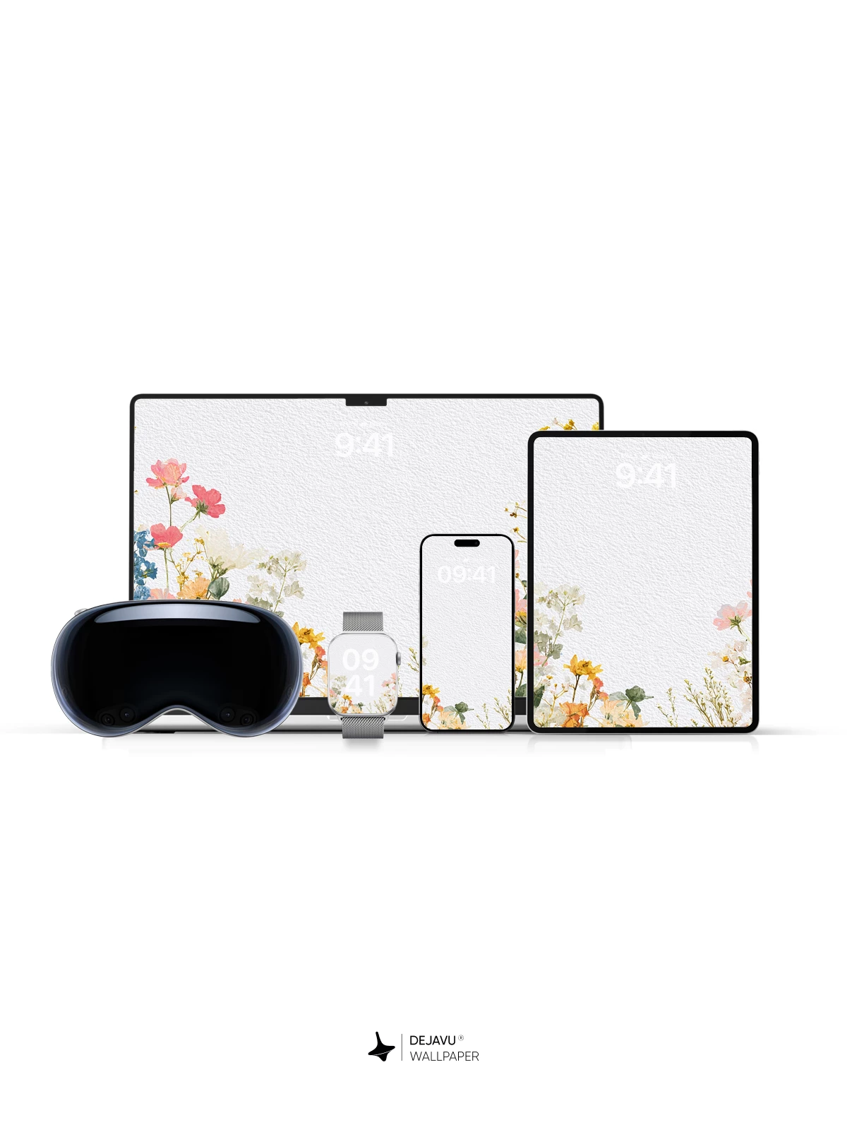 Watercolor Wildflower Border Wallpaper 8K for iPhone and Android