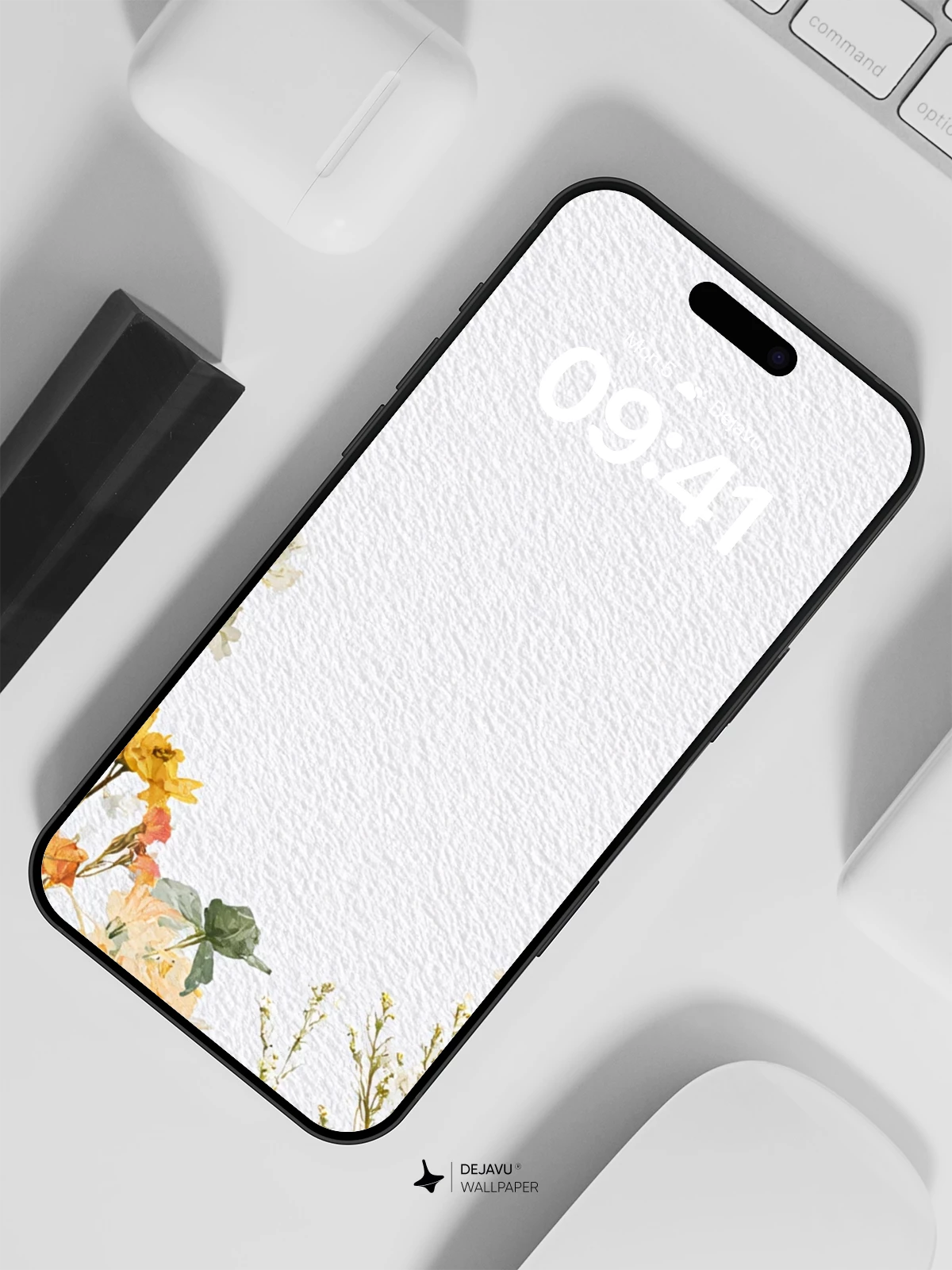 Watercolor Wildflower Border Wallpaper 8K for iPhone and Android