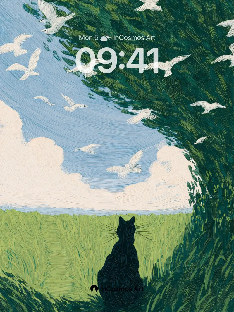 Whispering Grove Wallpaper with Skyward Flight