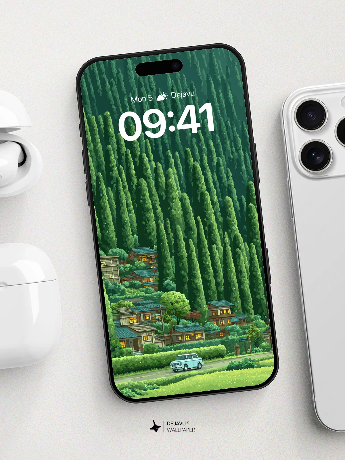 Whispering Pines Village Wallpaper 8K for iPhone and Android