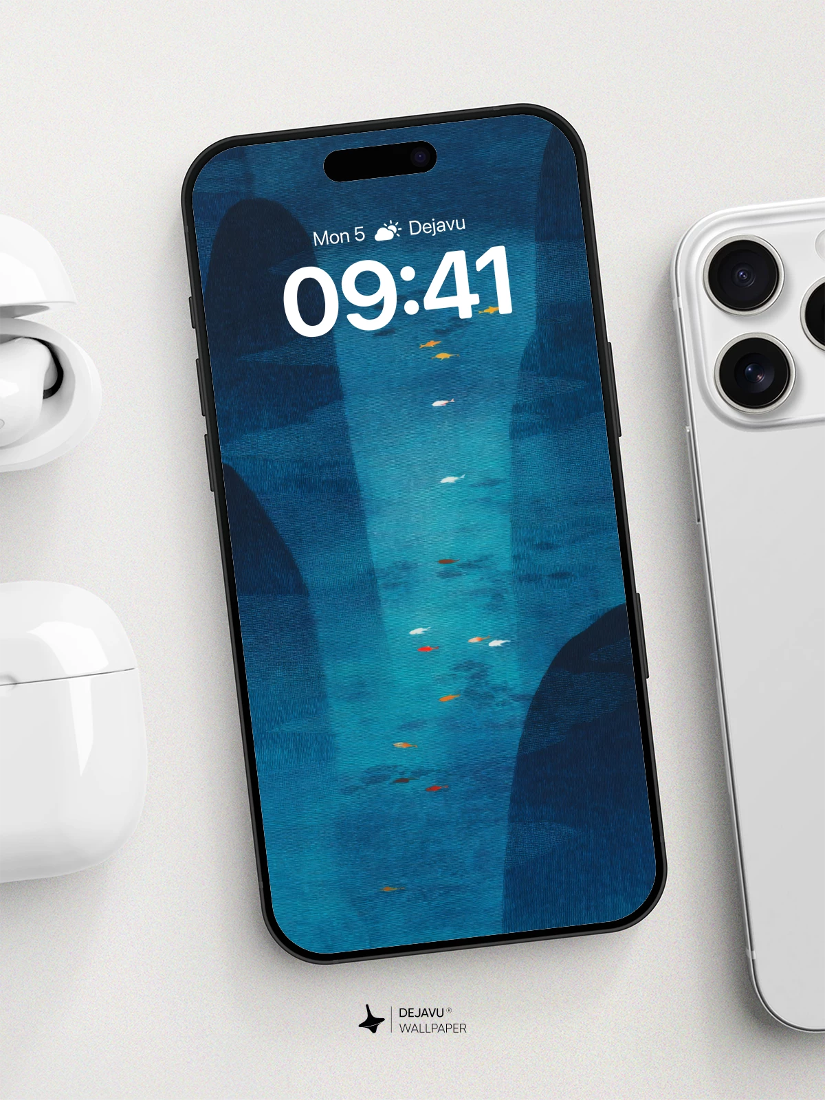 Underwater Canyon Fish Journey Wallpaper 8K for iPhone and Android