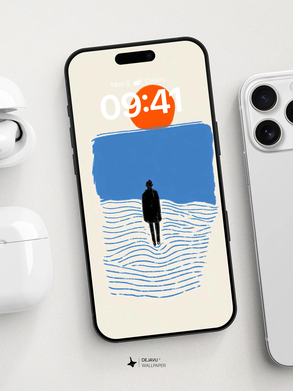 Minimalist Sunset Silhouette Wallpaper 8K for iPhone and Android