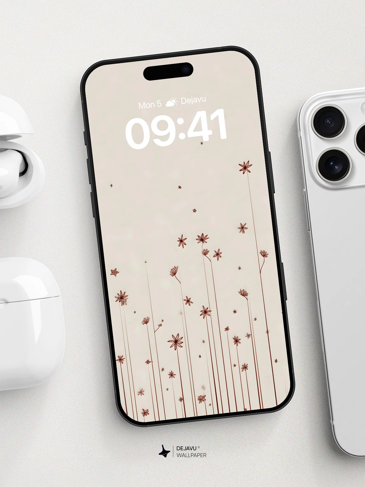 Minimal Floral Meadow Wallpaper 8K for iPhone and Android
