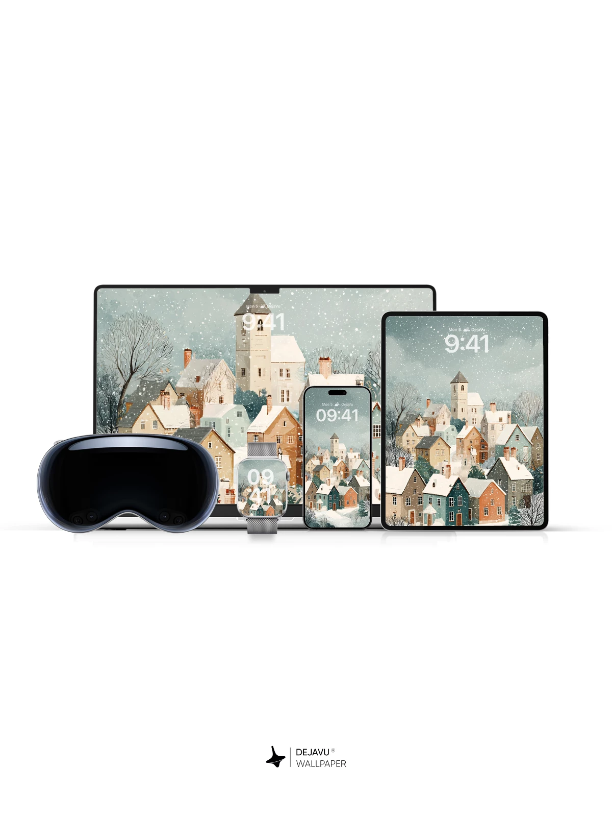 Whimsical Winter Village Wallpaper 8K for iPhone and Android