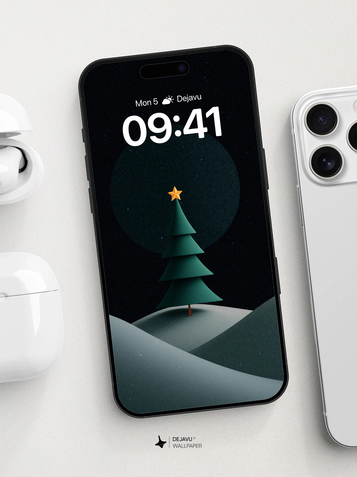 Minimalist Christmas Tree Wallpaper 8K for iPhone and Android