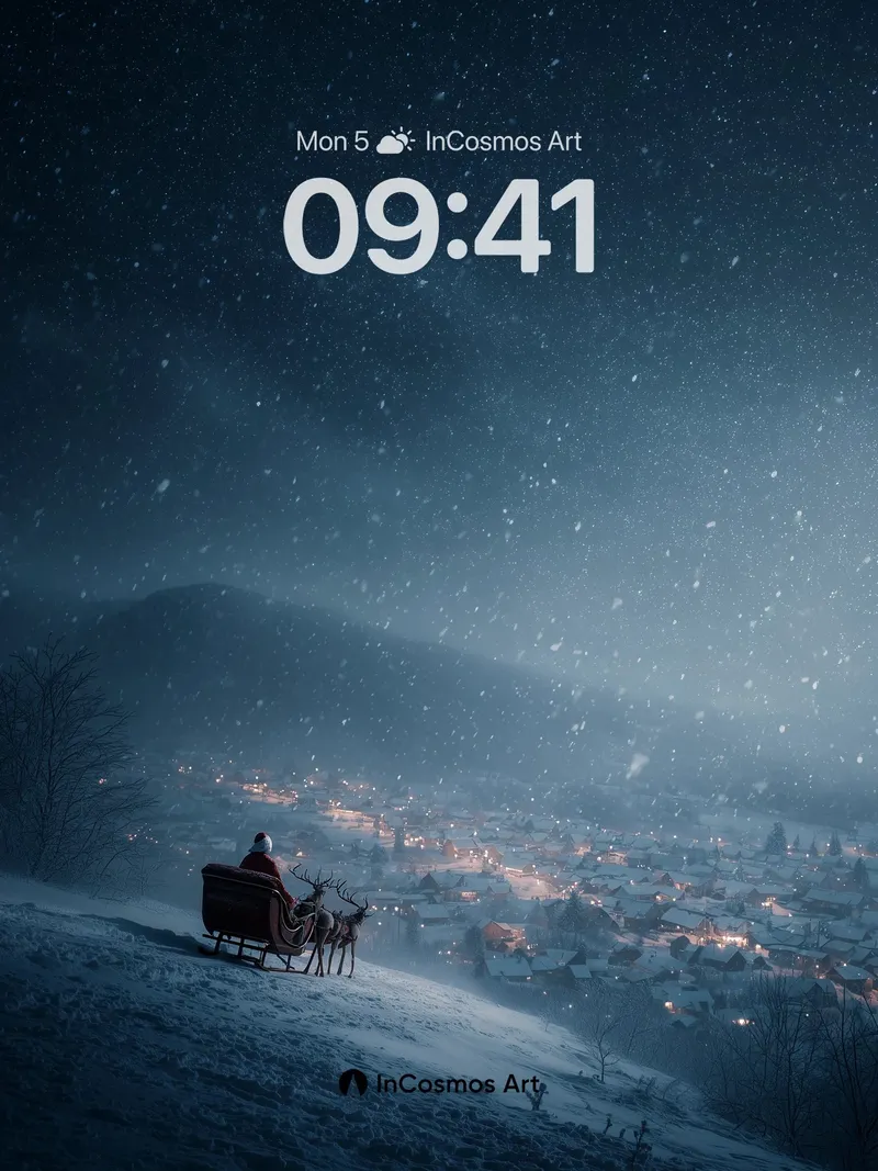 Starry Night Reindeer Wallpaper with Snowfall Hush