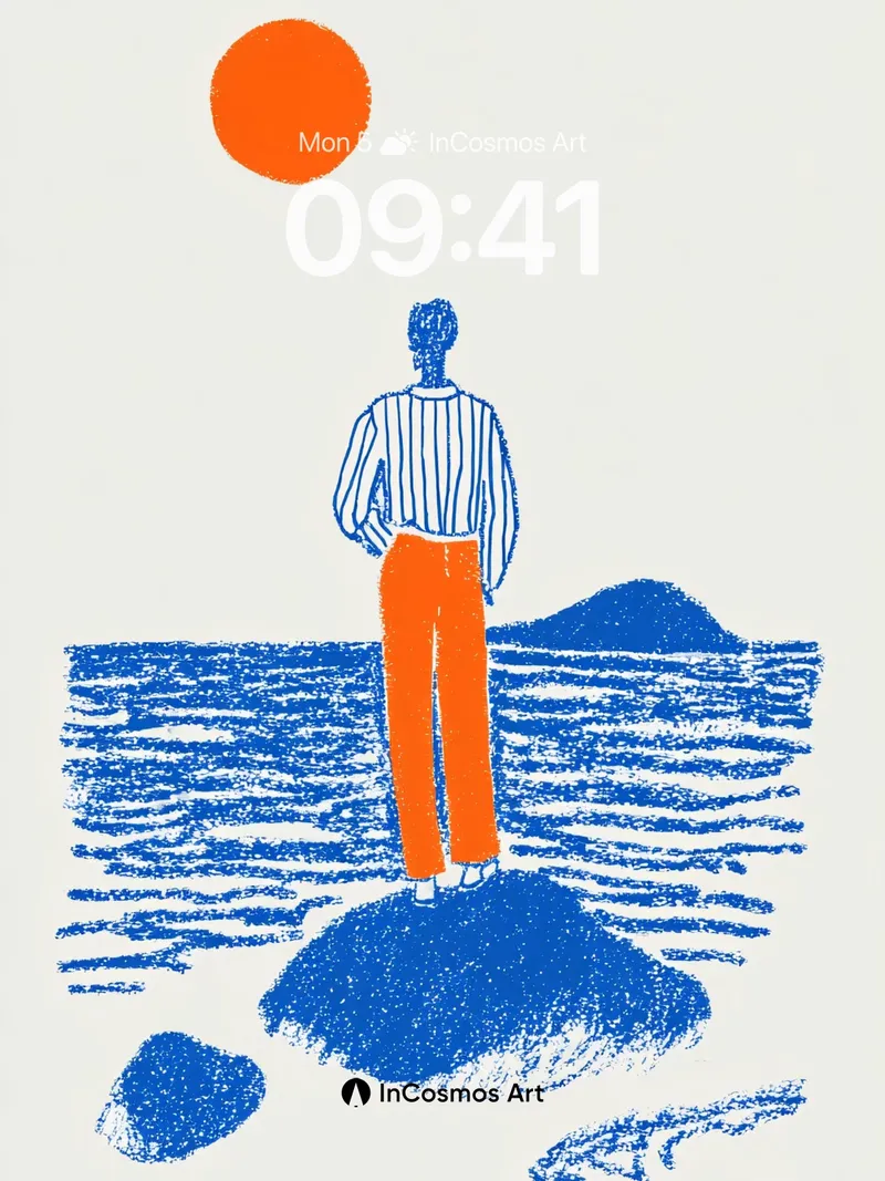 Solitary Horizon Wallpaper with Textured Sunlight