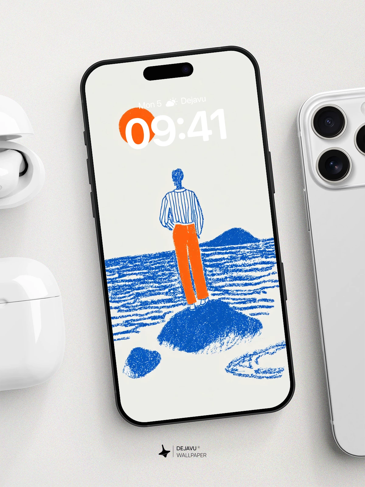 Minimalist Ocean Solitude Wallpaper 8K for iPhone and Android