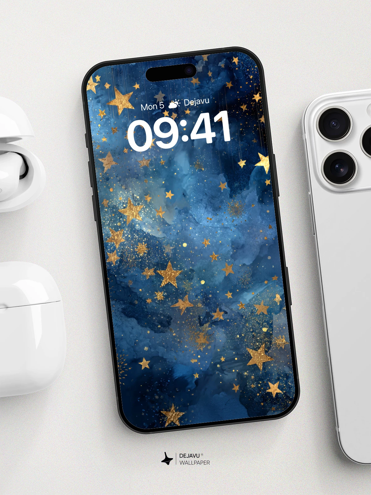 Golden Stars Galaxy Wallpaper 8K for iPhone and Android