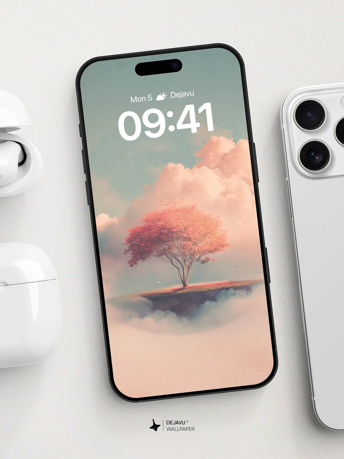 Surreal Floating Tree Island Wallpaper 8K for iPhone and Android