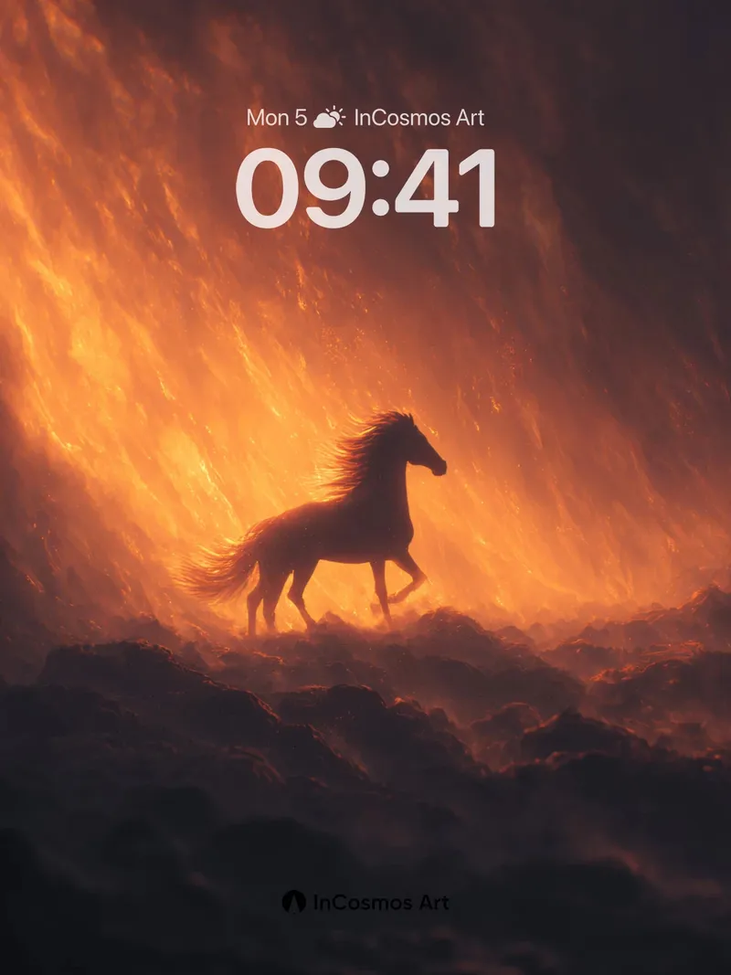 Crimson Storm Wallpaper with Silhouetted Stallion