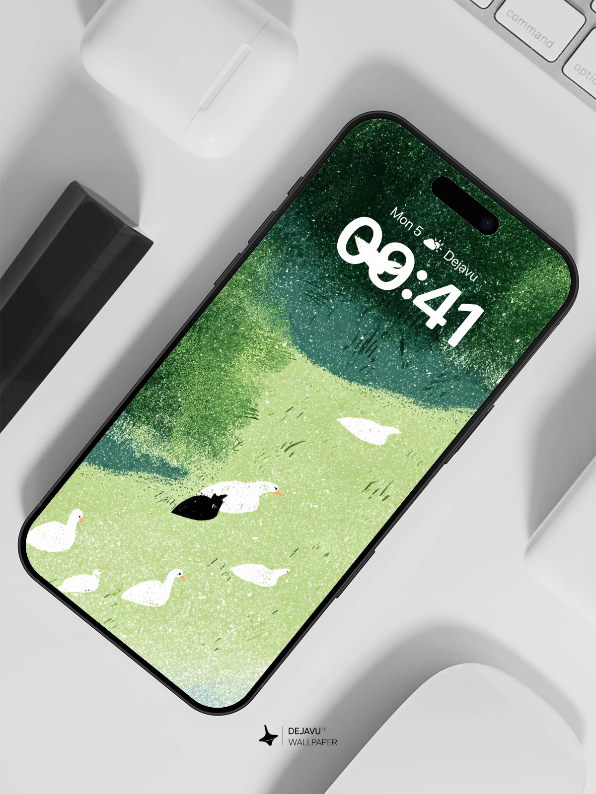 Whimsical Duck Herd Wallpaper 8K for iPhone and Android