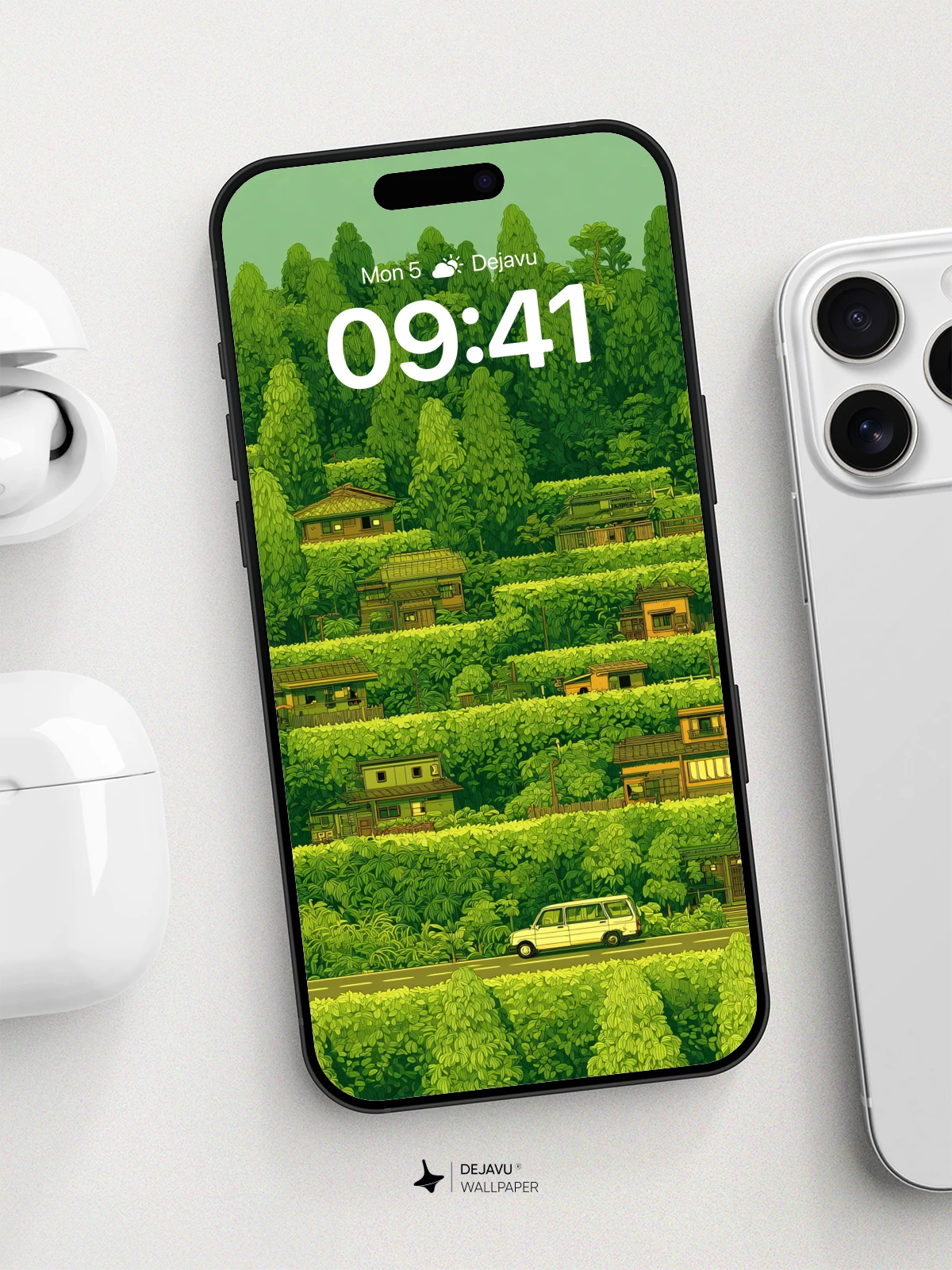 Serene Forest Village Wallpaper 8K for iPhone and Android