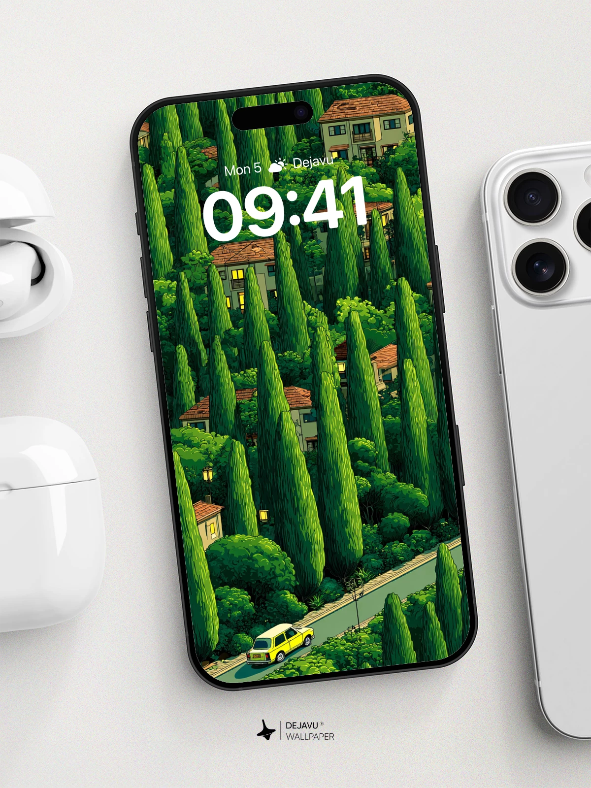 Cypress Lane Village Wallpaper 8K - iPhone & Android Mobile Art