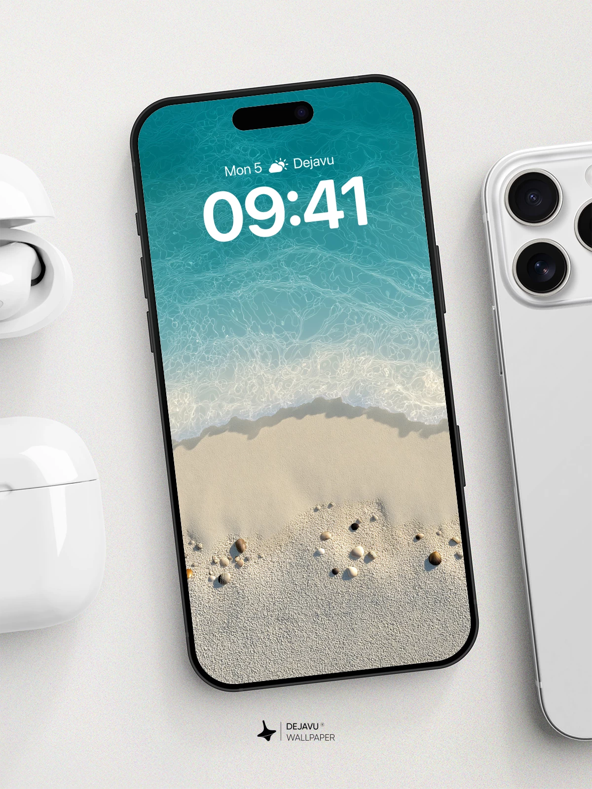 Turquoise Ocean Waves On White Sand Wallpaper 8K