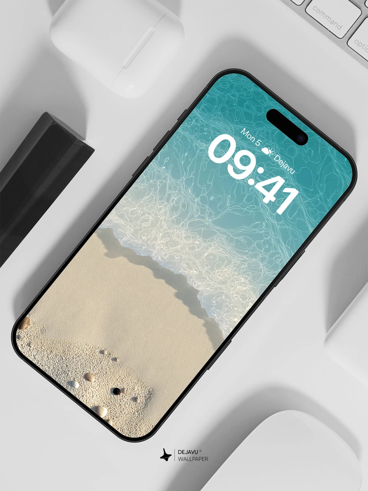 Turquoise Ocean Waves On White Sand Wallpaper 8K