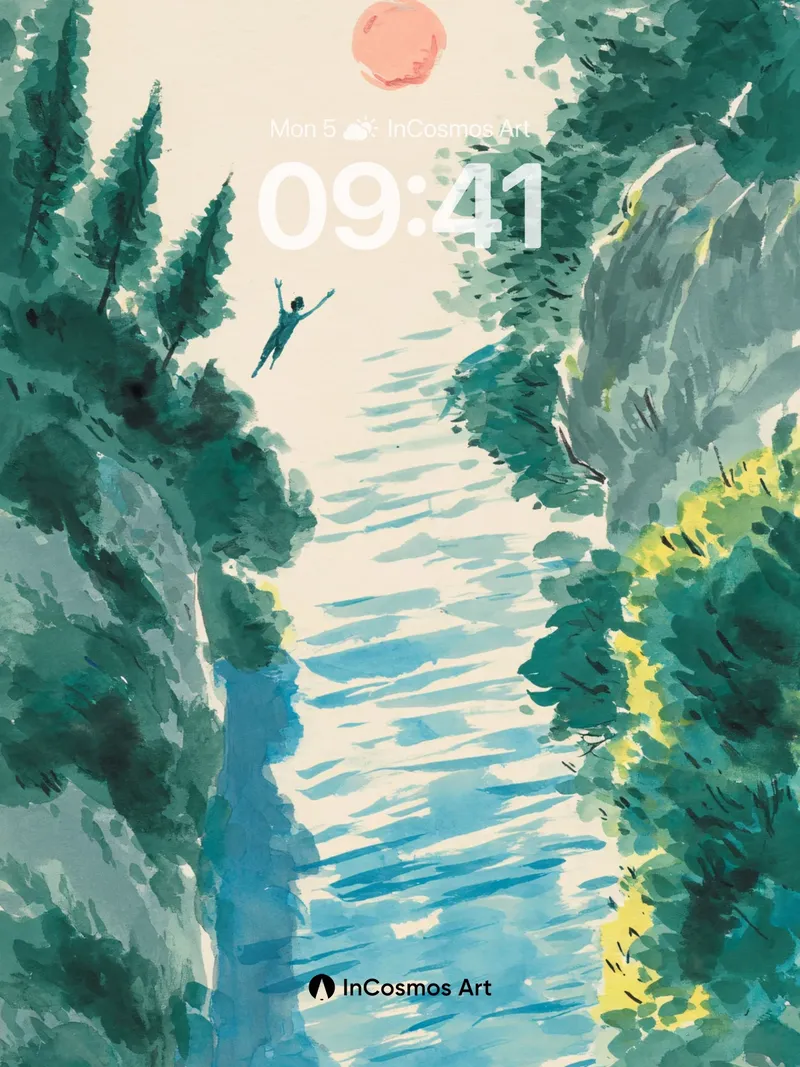 Floating Solitude Wallpaper with Sunlit Canopy