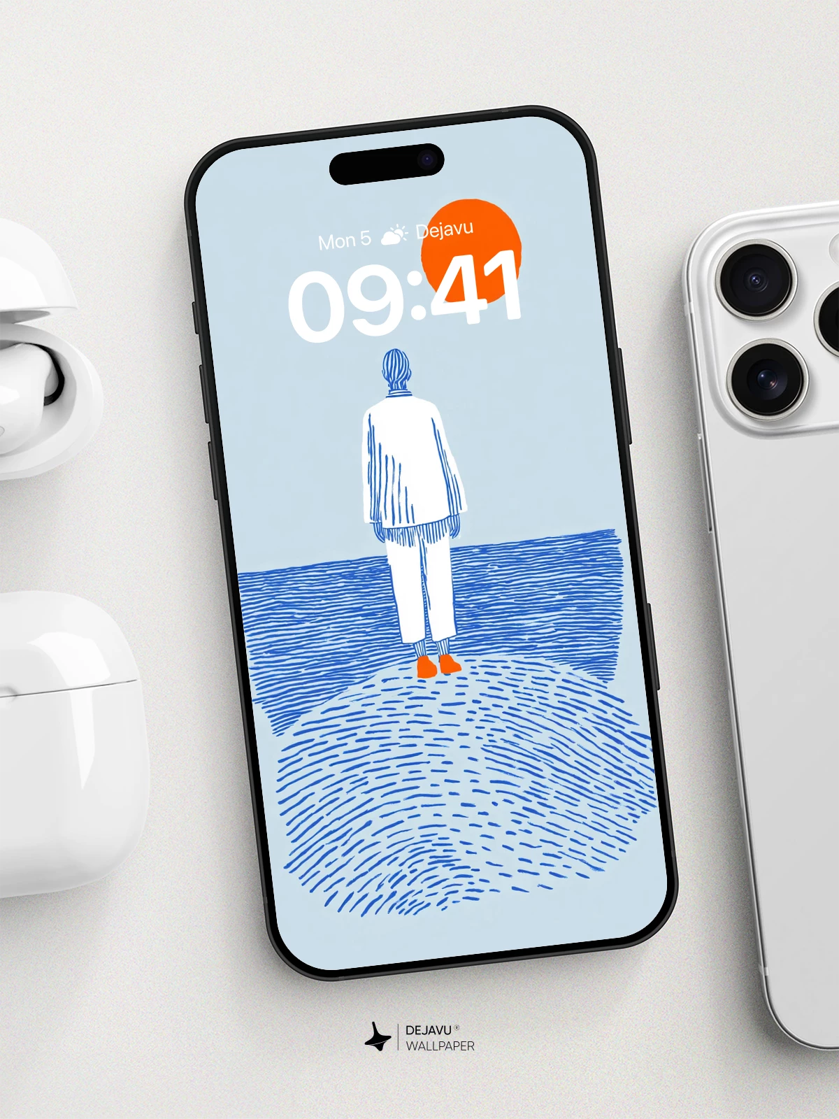 Minimalist Ocean Solitude Wallpaper 8K for iPhone and Android