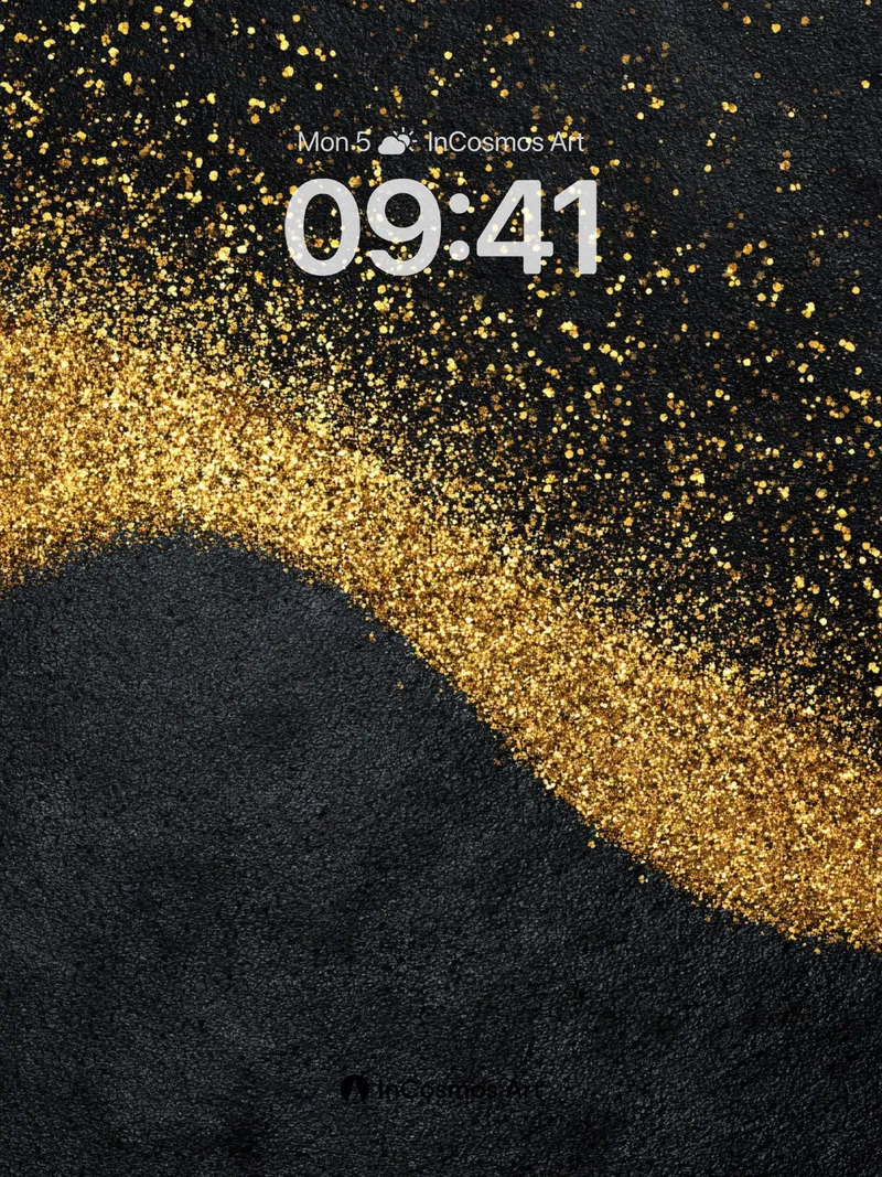Luminous Gold Dust Wallpaper with Midnight Flow