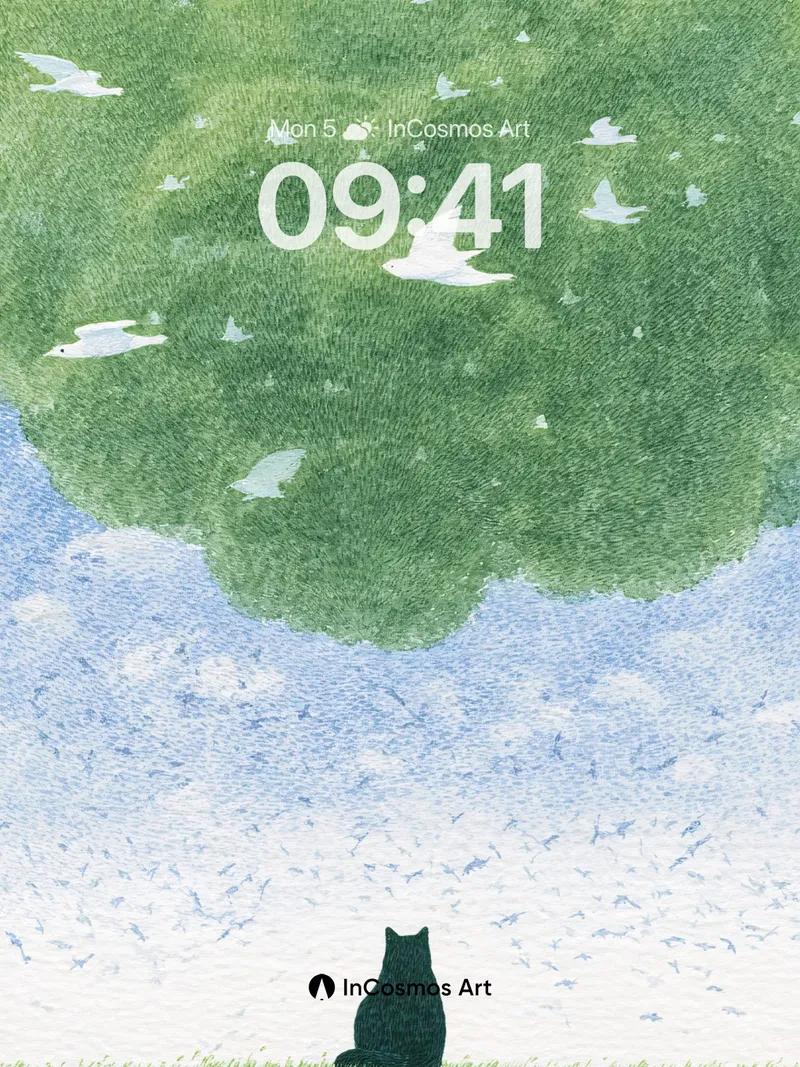 Serenity Tree Canopy Wallpaper with Silent Observer