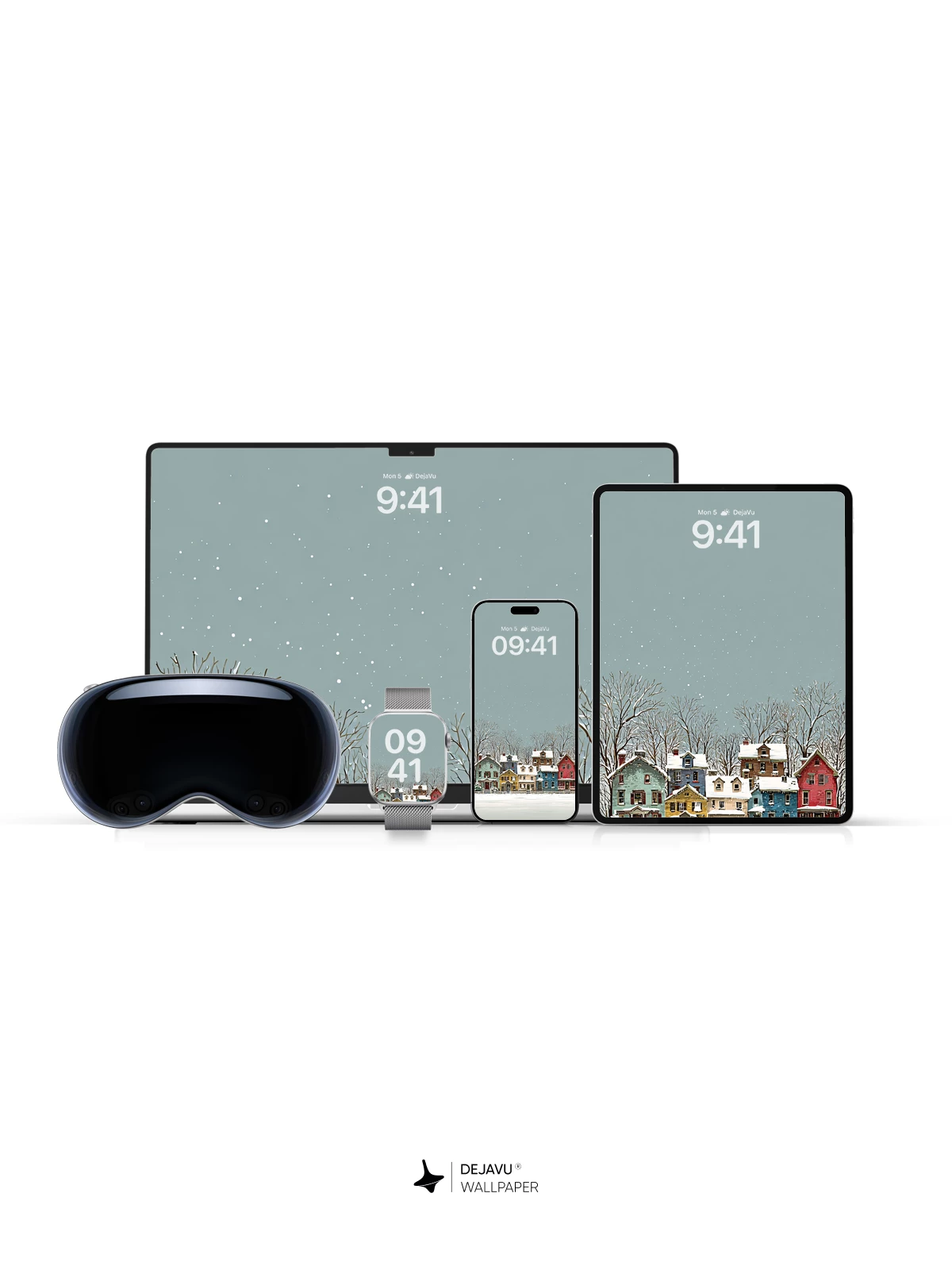 Whimsical Winter Village Wallpaper 8K for iPhone and Android
