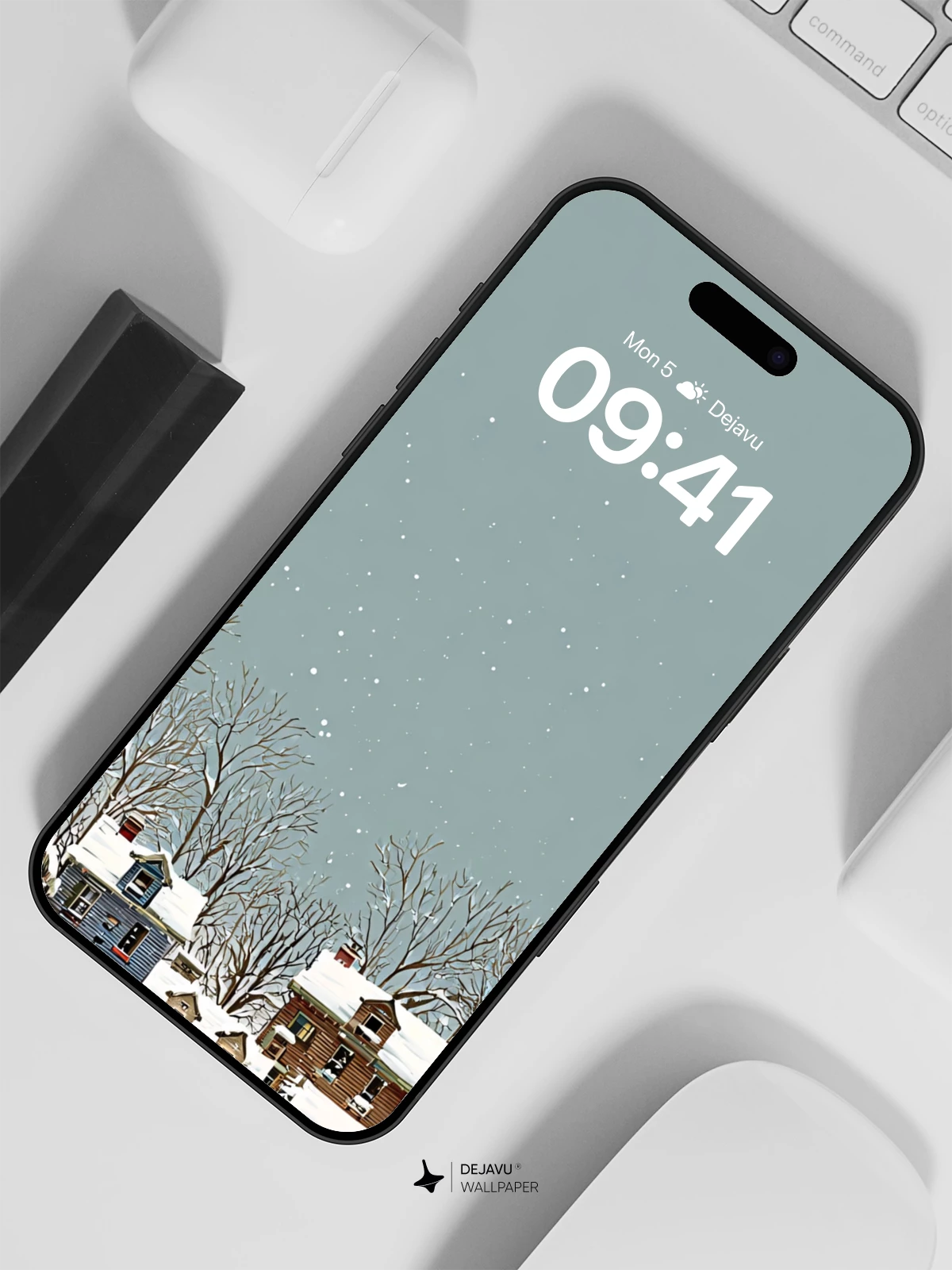 Whimsical Winter Village Wallpaper 8K for iPhone and Android