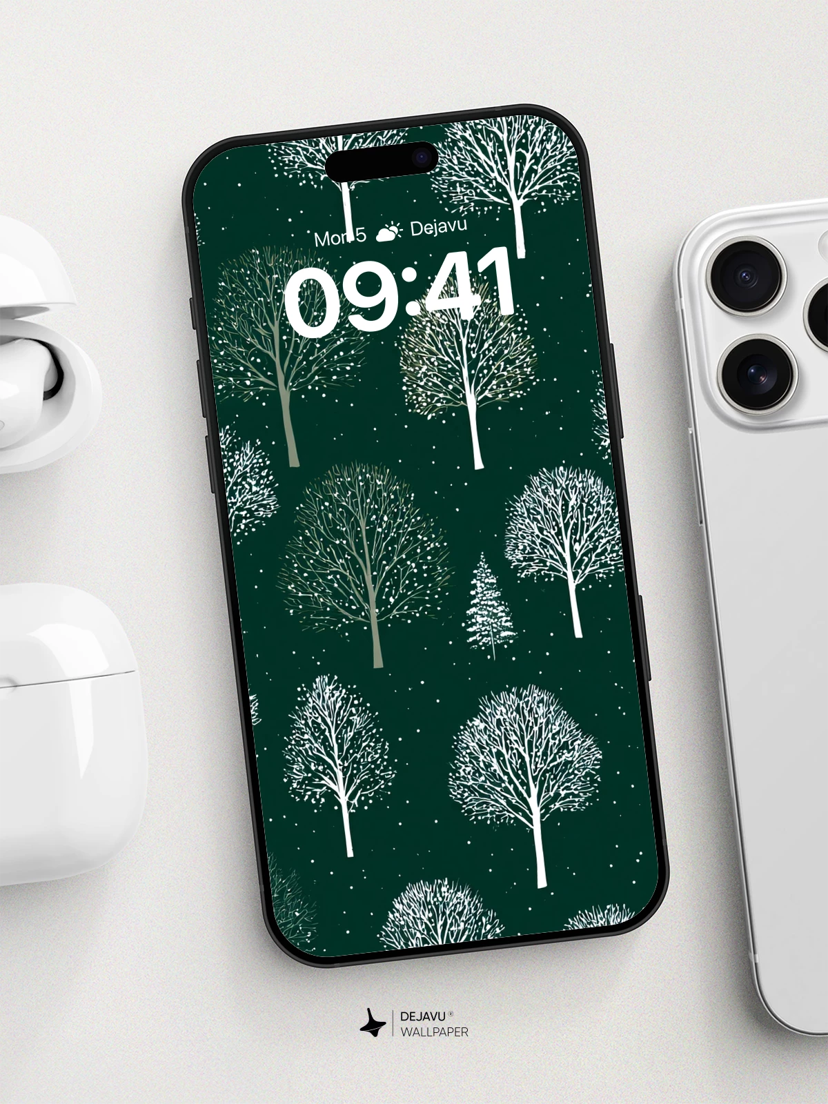 Winter Forest Tree Pattern Wallpaper 8K for iPhone and Android