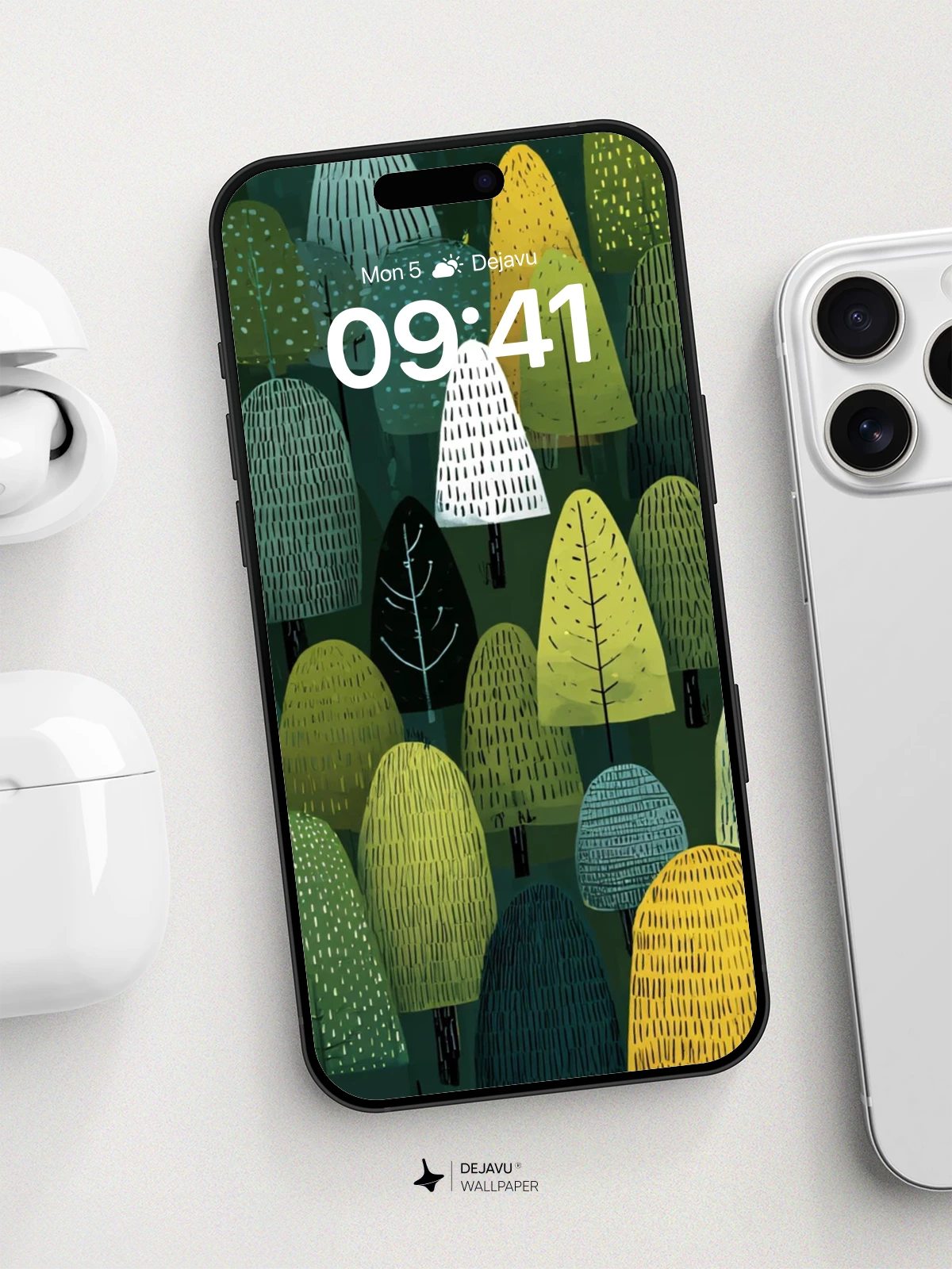 Whimsical Forest Pattern Wallpaper 8K for iPhone and Android
