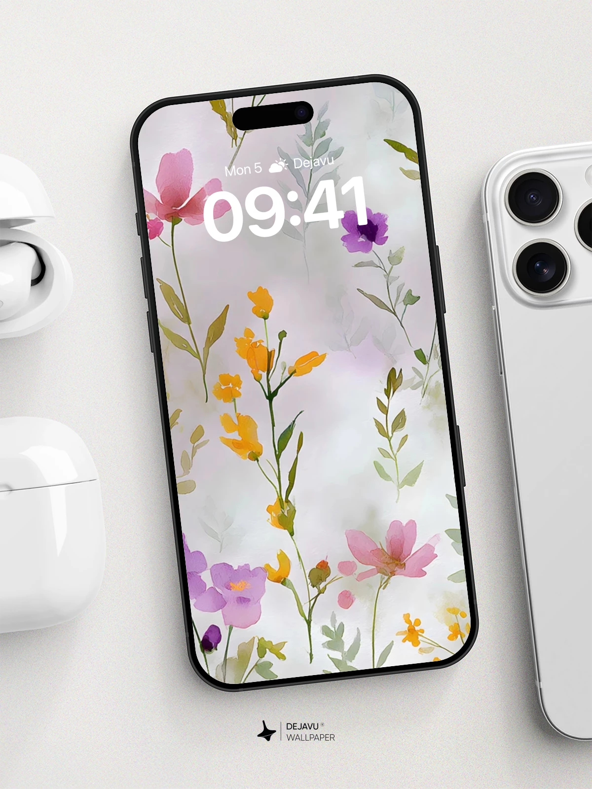 Watercolor Floral Garden Wallpaper 8K for iPhone and Android