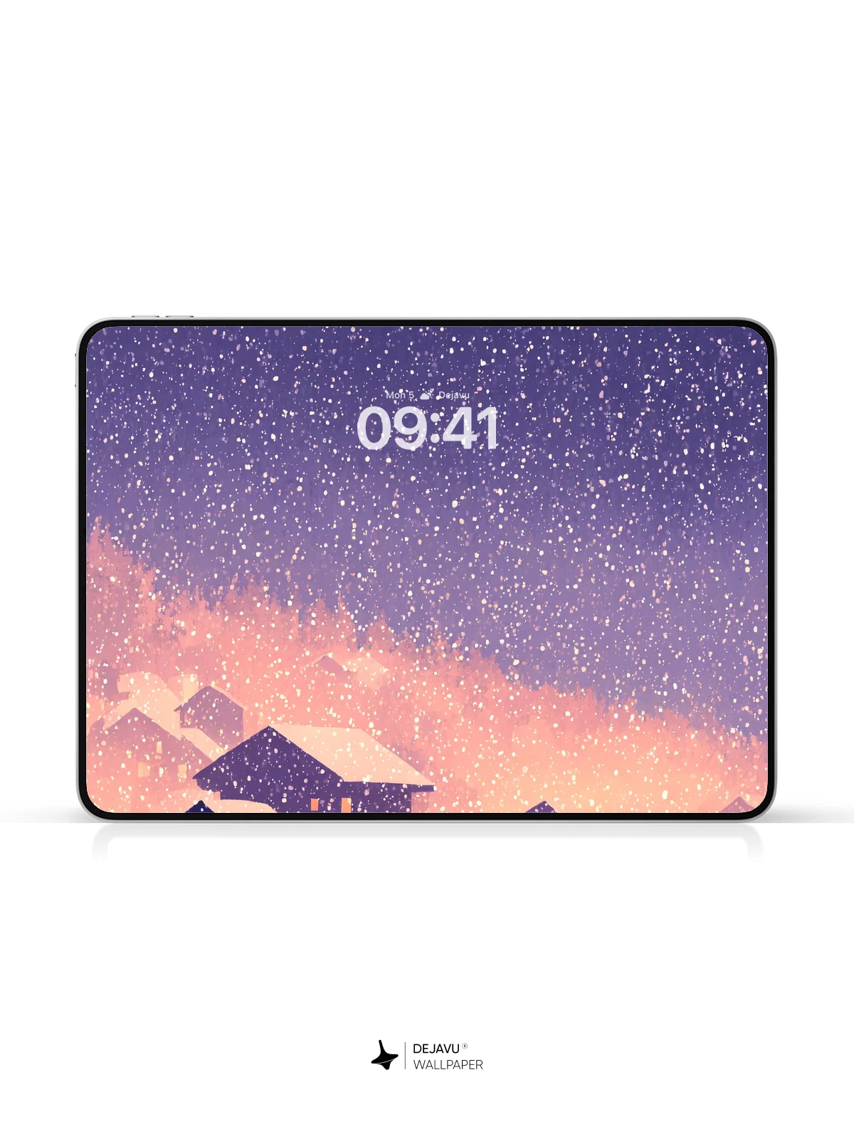 Winter Village Snowfall Wallpaper 8K for iPhone and Android