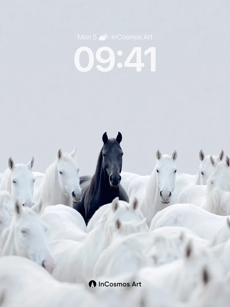 Solemn Contrast Wallpaper with Midnight Mane