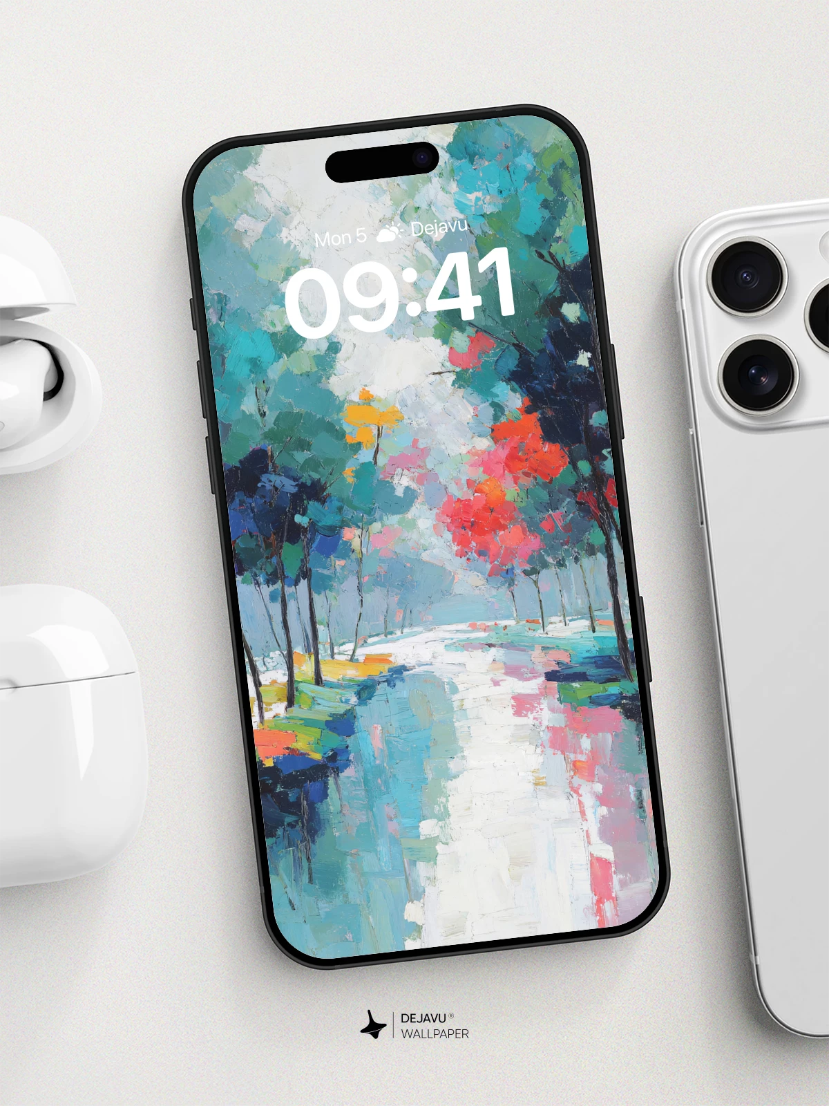 Colorful Forest Path Wallpaper 8K for iPhone and Android