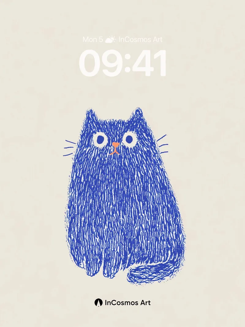 Whimsical Blue Furry Wallpaper with Textured Charm