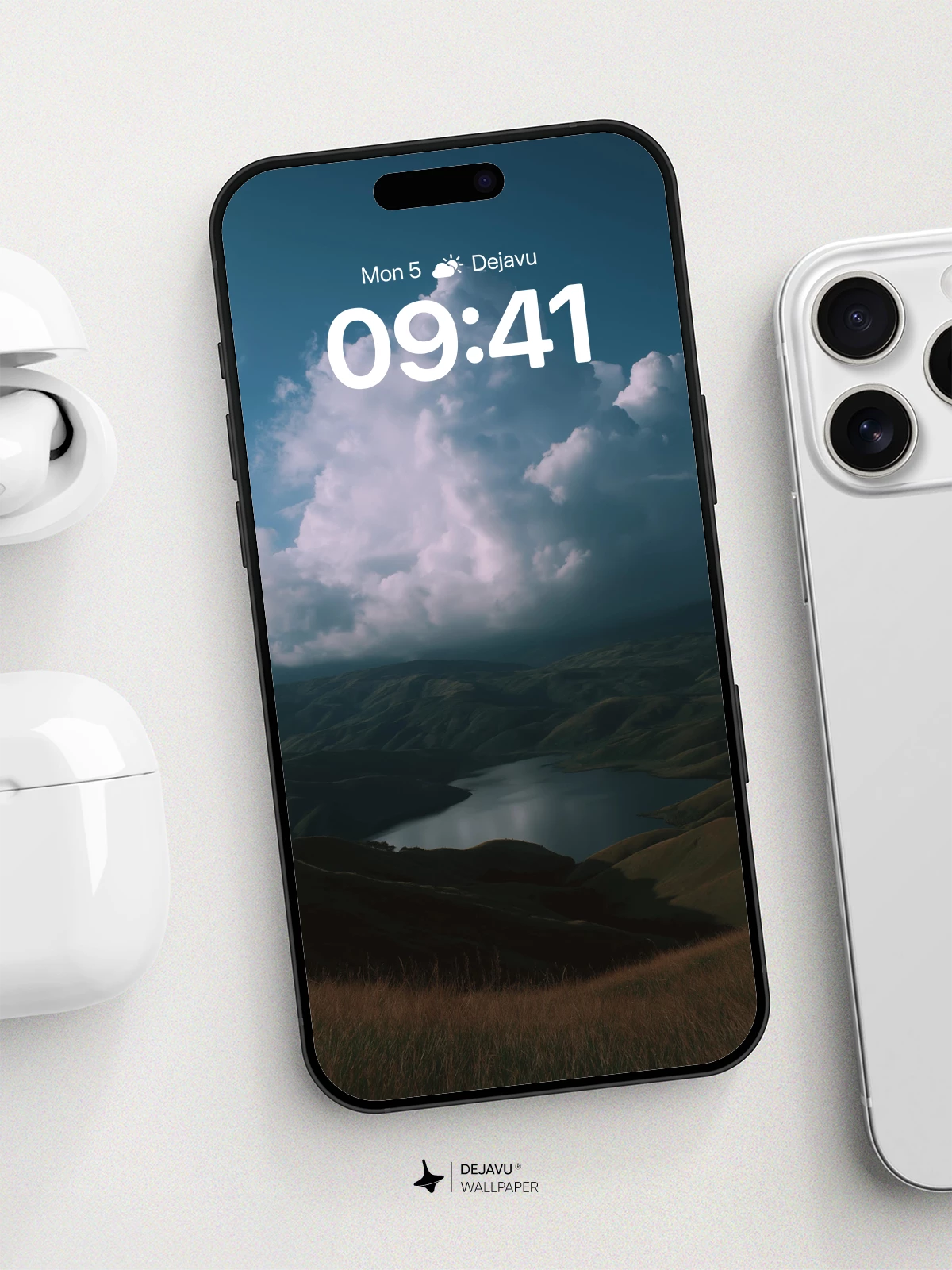 Majestic Cloudscape Over Mountain Lake Wallpaper 8K