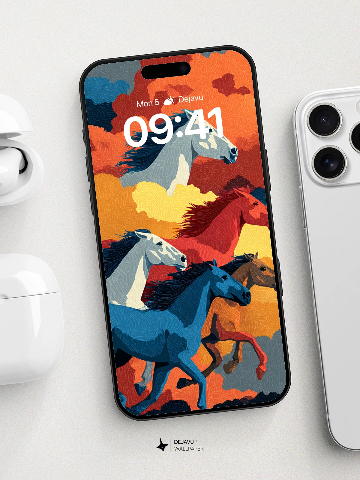 Vibrant Running Horses Wallpaper 8K for iPhone and Android