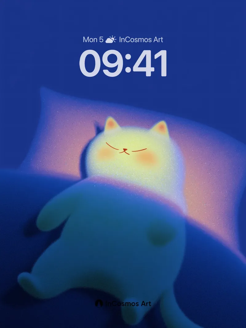 Luminous Slumber Wallpaper with Glowing Fur