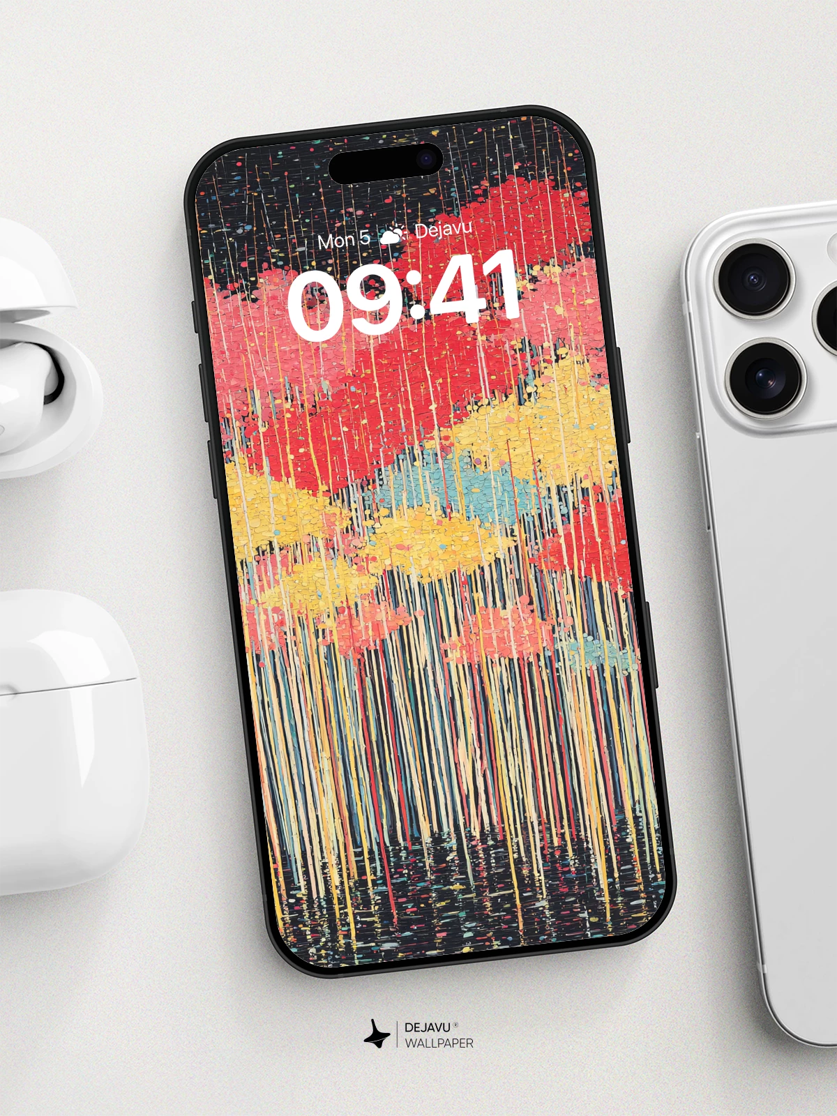 Abstract Color Rain Wallpaper 8K for iPhone and Android
