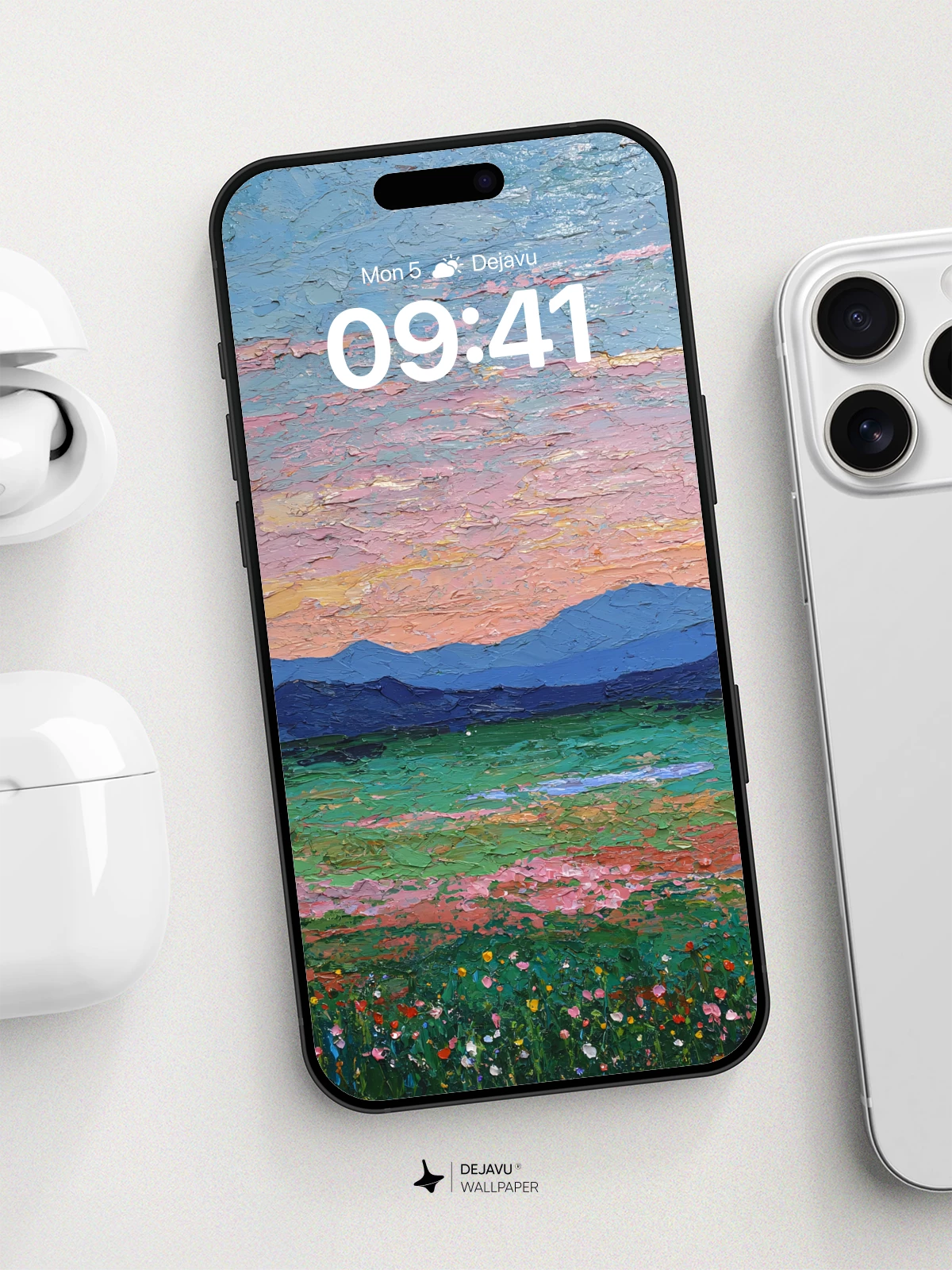 Van Gogh-Inspired Meadow Sunset Wallpaper 8K for iPhone and Android