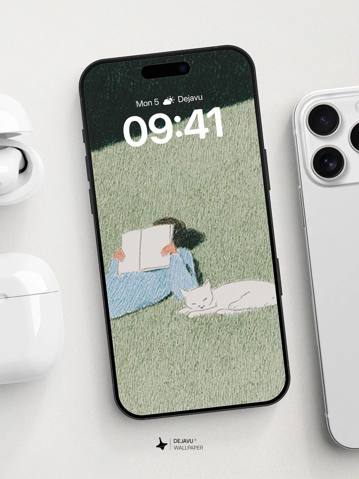 Peaceful Reading With Cat Wallpaper 8K for iPhone and Android