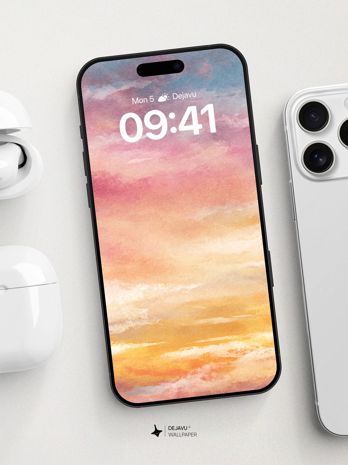 Watercolor Sunset Sky Wallpaper 8K for iPhone and Android