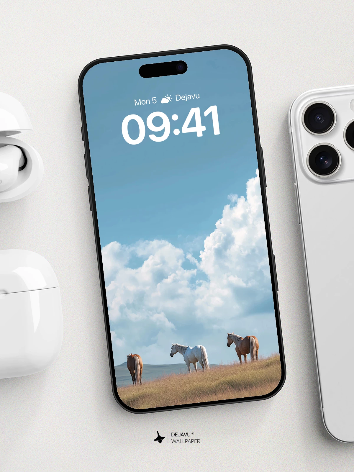 Serene Pasture Horses Wallpaper 8K for iPhone and Android