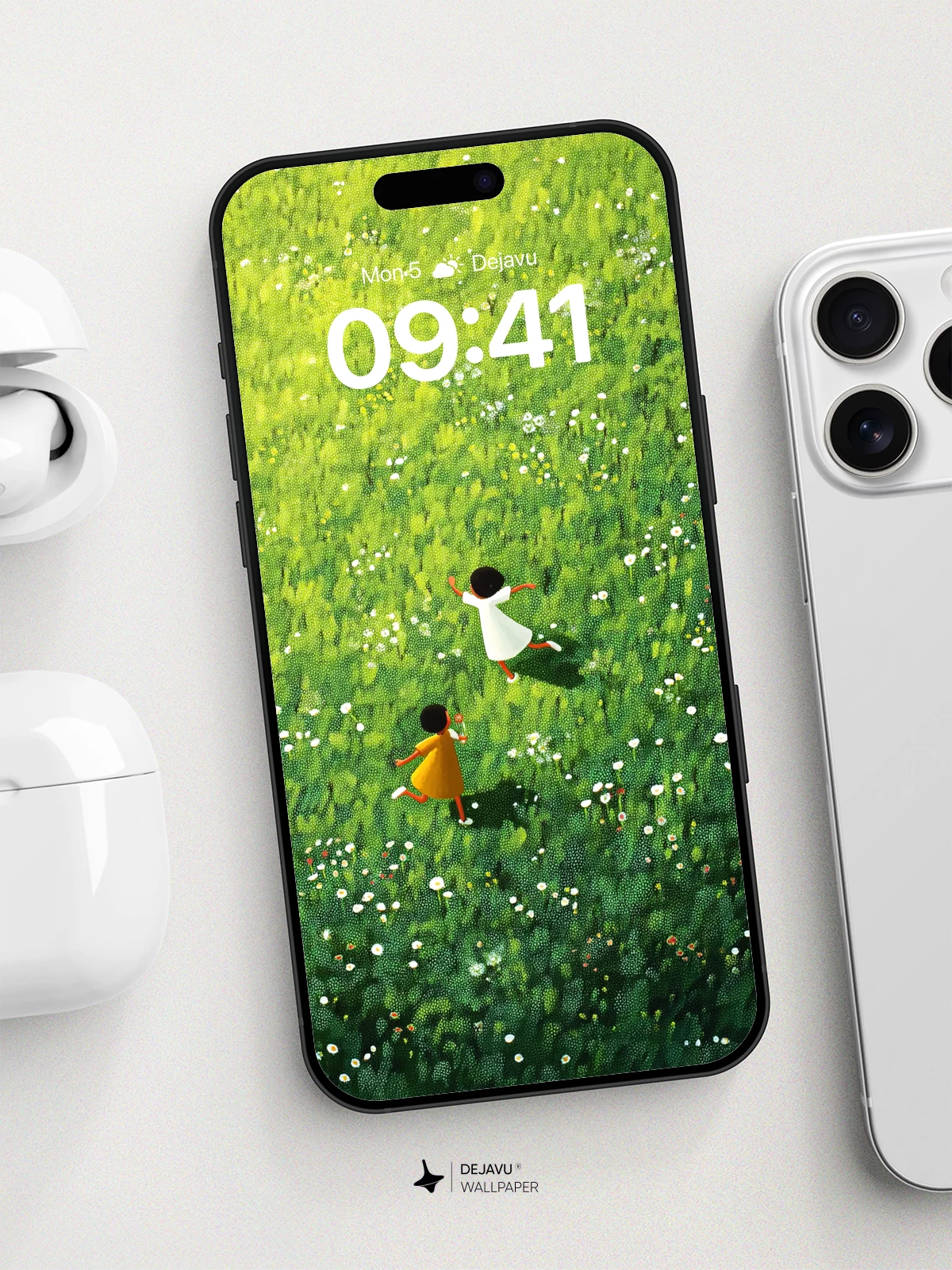 Whimsical Meadow Runners Wallpaper 8K for iPhone and Android